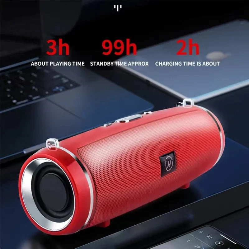 Portable Bluetooth IPX4 Waterproof Outdoor HIFI Pillar Subwoofer Stereo Speaker FM Radio TF Boom Box