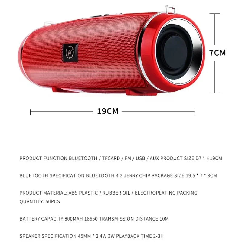 Portable Bluetooth IPX4 Waterproof Outdoor HIFI Pillar Subwoofer Stereo Speaker FM Radio TF Boom Box