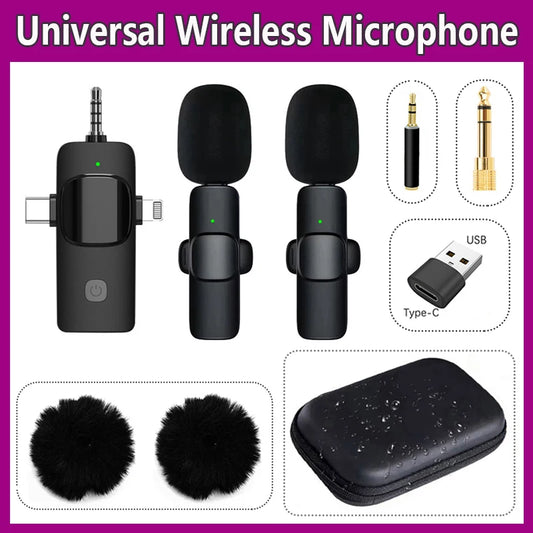 4 In 1 Wireless Lavalier Microphone For Iphone Type C 3.5mm